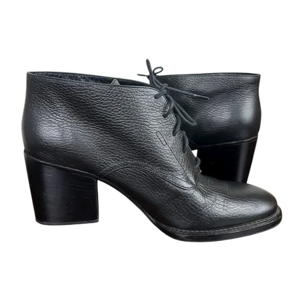 Rachel Comey Ibex Leather Lace-Up Booties Black Ankle Boots Size 9
